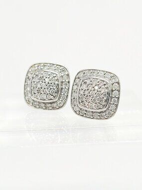 David Yurman Petite Albion Stud Earrings with Pavé White Diamonds
